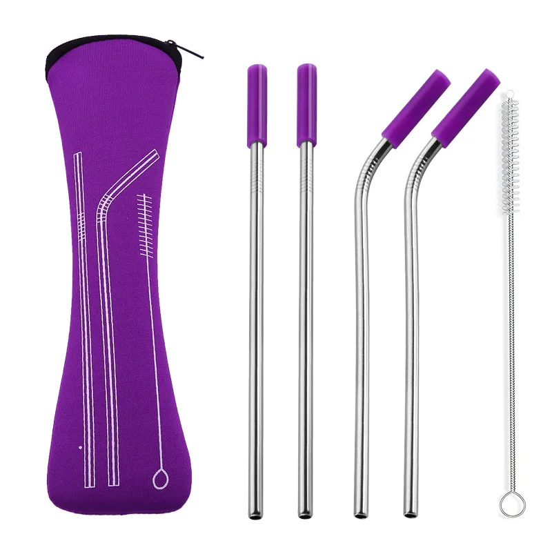 O283 Colorful Reusable Silicone Tips Cover Stainless Steel Straight Bent Drinking Straws With Brush Set
O283 Colorful Reusable Silicone Tips Cover Stainless Steel Straight Bent Drinking Straws With Brush Set