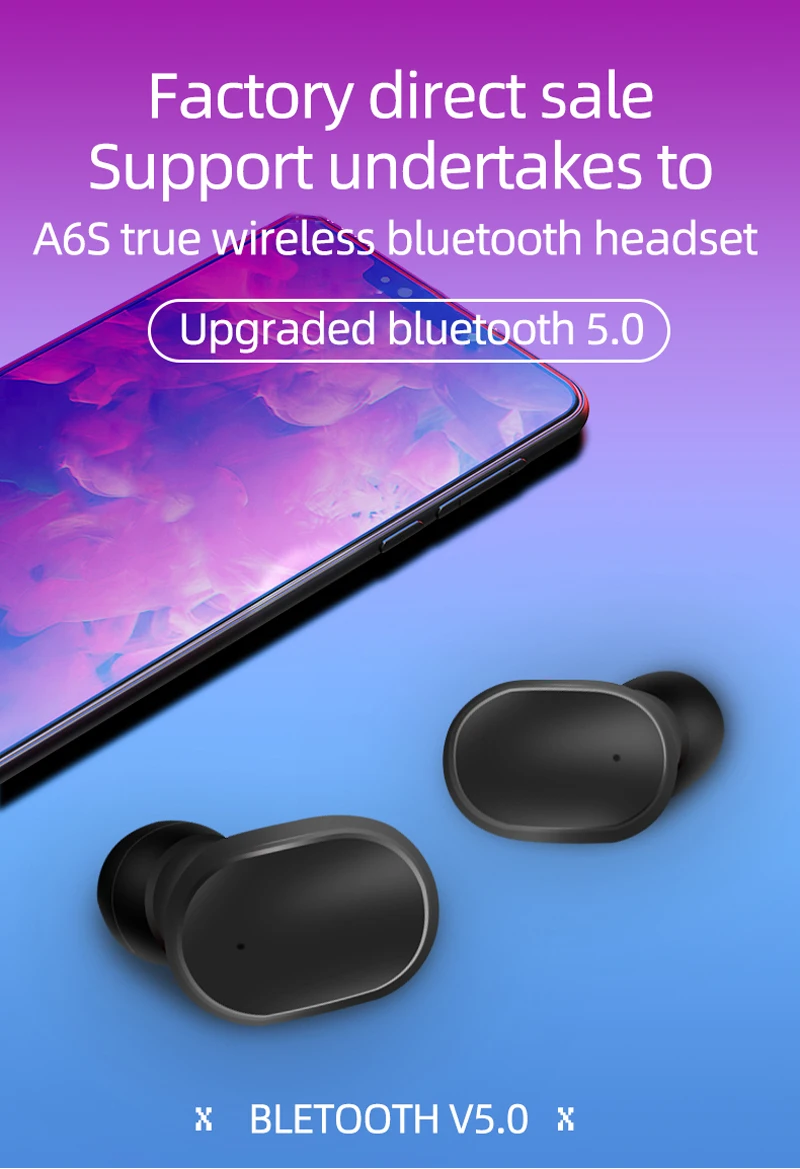 A6s Earphone Airdots Ipx4 True Wireless Bluetooth Tws For Xiaomi Redmi - ANKUX.COM