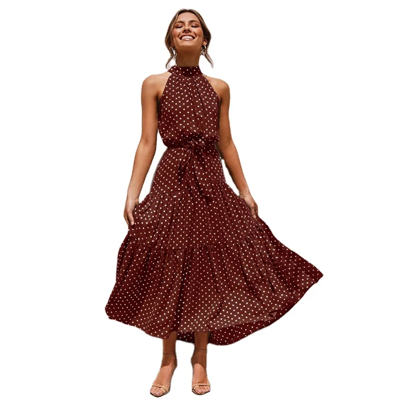 Hot sale summer marque chinoise vetement floral dot design halter strapless ruffle chiffon women lady elegant casual beach dress
Hot sale summer marque chinoise vetement floral dot design halter strapless ruffle chiffon women lady elegant casual beach dress
