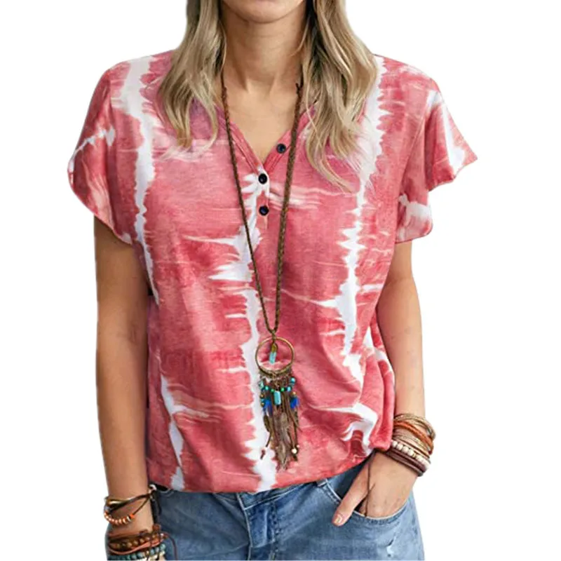 Tie Dye Tops Tee Women T shirt V-neck Short Sleeve For Summer 2021New Tee Shirts Casual Loose Top Women
Tie Dye Tops Tee Women T shirt V-neck Short Sleeve For Summer 2021New Tee Shirts Casual Loose Top Women