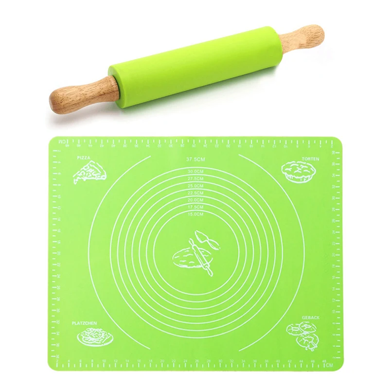 Stock spot cheap wholesale pastry cake silicone rubber rolling pin/kneading pad Pastry Mat tool set
Stock spot cheap wholesale pastry cake silicone rubber rolling pin/kneading pad Pastry Mat tool set