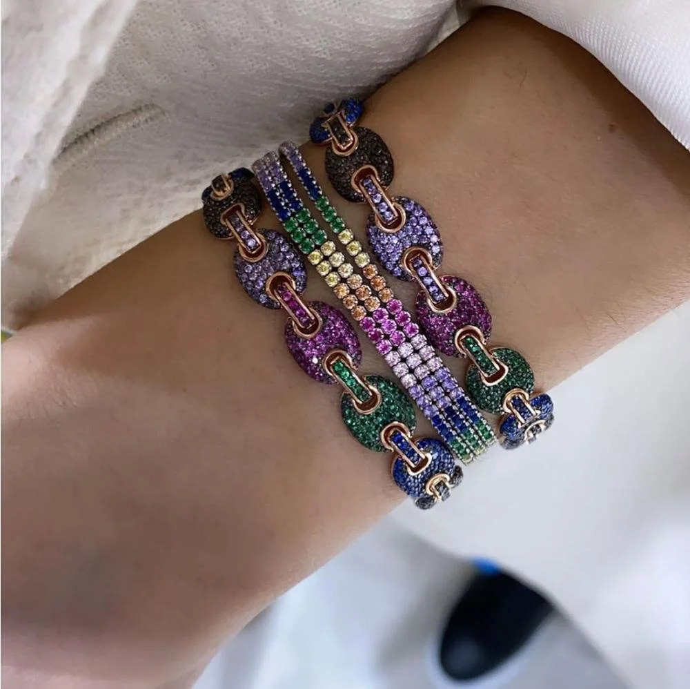 rose gold plated colorful cubic zirconia rainbow cz coffee bead link chain bracelet, Silver
rose gold plated colorful cubic zirconia rainbow cz coffee bead link chain bracelet, Silver