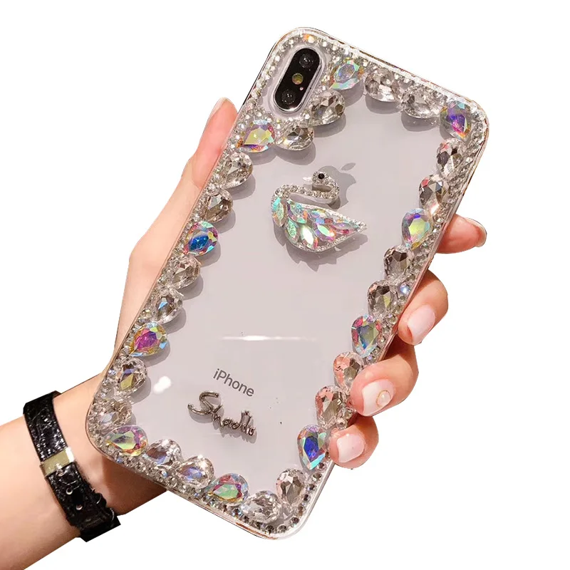 Fashion side Diamond Bling Case transparent Rhinestone Glitter swan cover for iphone XR
Fashion side Diamond Bling Case transparent Rhinestone Glitter swan cover for iphone XR