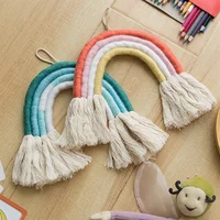 2019 Hot selling 100% handmade cotton woven art rainbow macrame wall hanging baby room decor
2019 Hot selling 100% handmade cotton woven art rainbow macrame wall hanging baby room decor