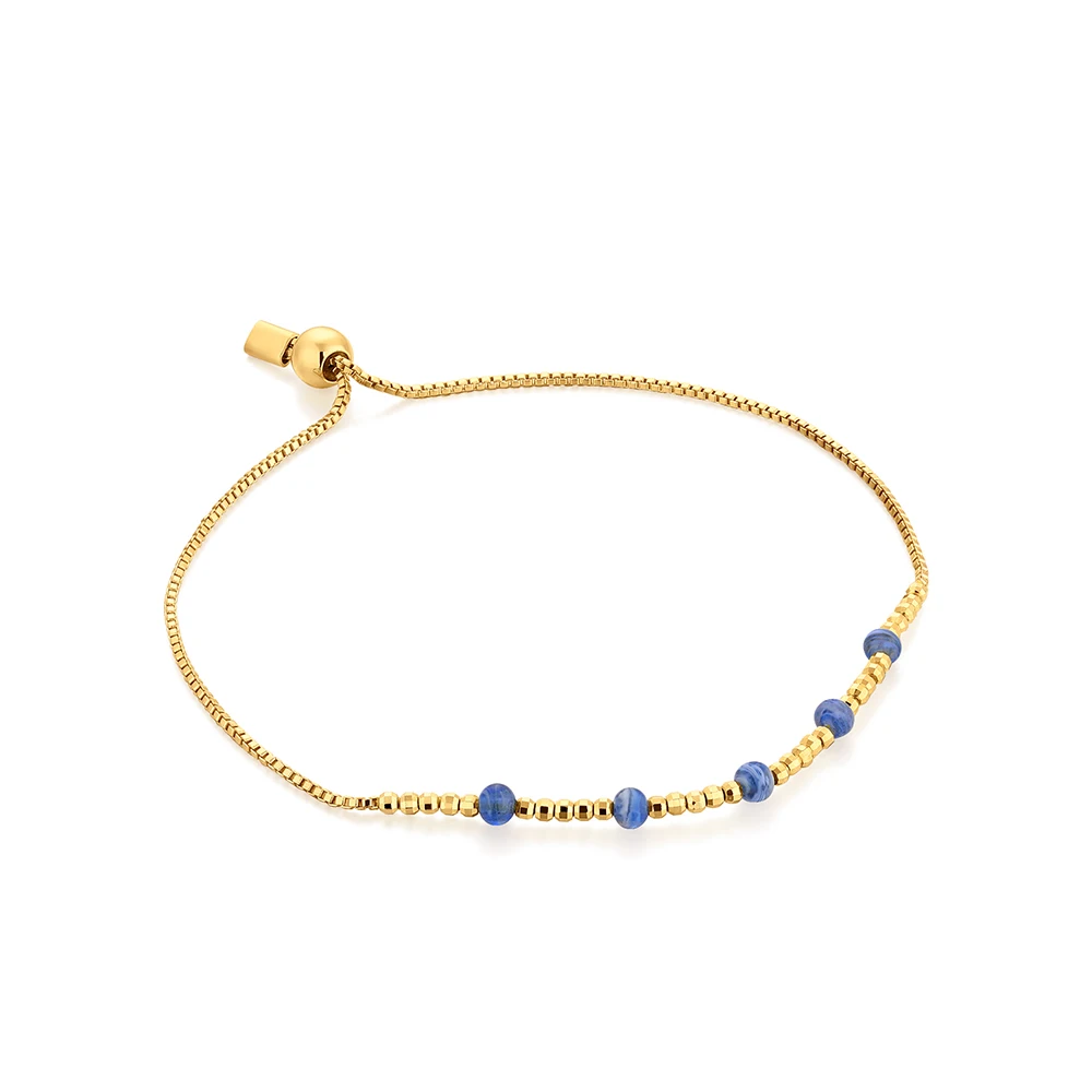Simple Yet Elegant 18K Gold Plated Brass Bracelet Beautiful Blue Glass Bead Bracelet, Gold & blue
Simple Yet Elegant 18K Gold Plated Brass Bracelet Beautiful Blue Glass Bead Bracelet, Gold & blue