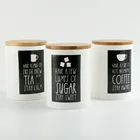 Custom Design Ceramic Porcelain Coffee Tea Sugar Canisters Jars With Bamboo Lid Sets 3