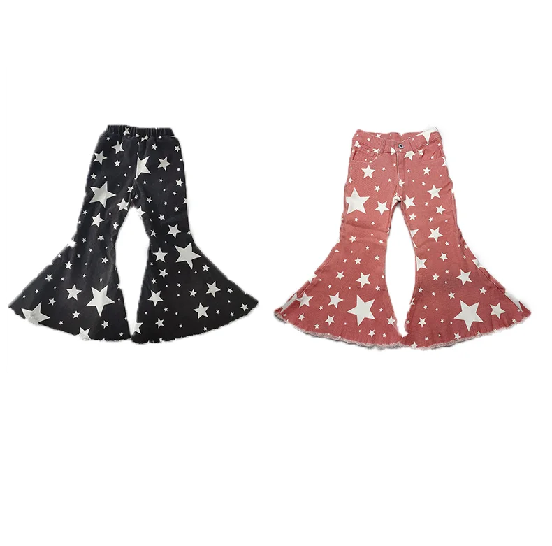Free Shipping Fringed Pink and Black Star Printed Denim Kids Bell Bottom Jeans Pants for Girls, Pink&black
Free Shipping Fringed Pink and Black Star Printed Denim Kids Bell Bottom Jeans Pants for Girls, Pink&black