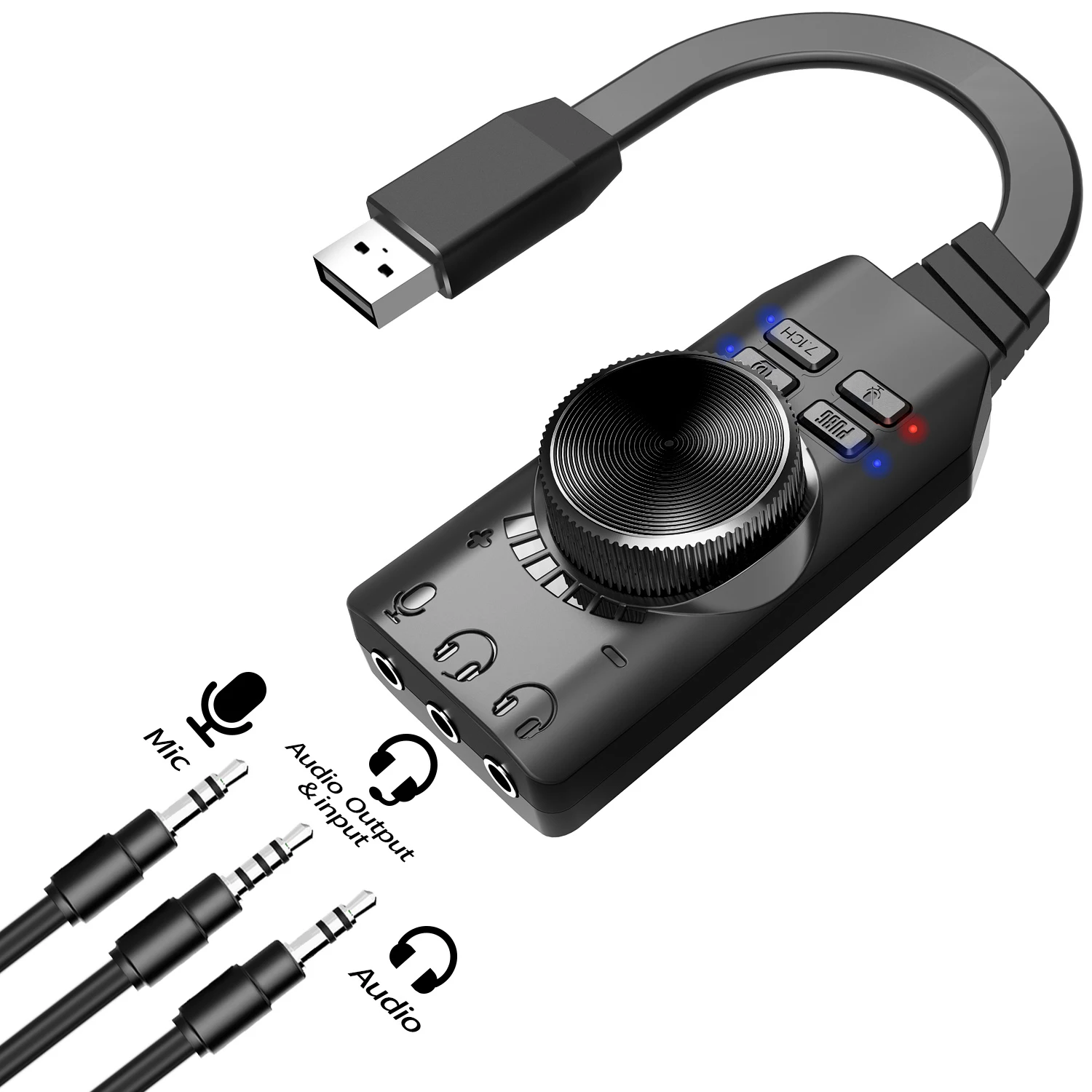 USB 7.1 Sound Card PLEXTONE Sound Card Virtual 7.1 CH External Adapter Stereo Converter for Game, Black
USB 7.1 Sound Card PLEXTONE Sound Card Virtual 7.1 CH External Adapter Stereo Converter for Game, Black