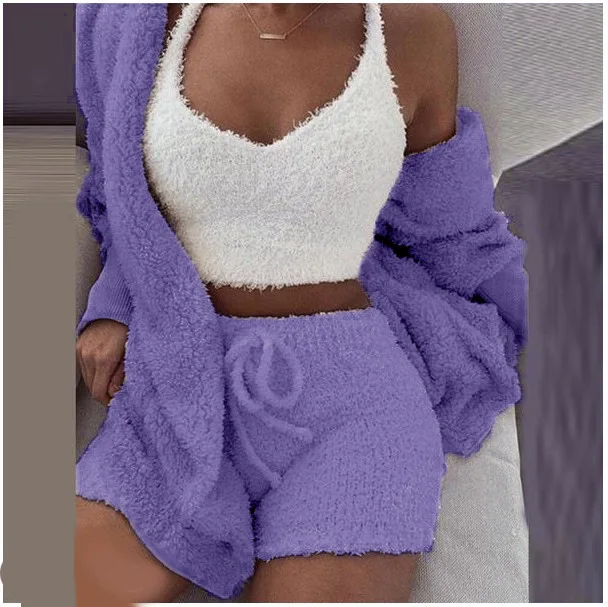 Plus Size Winter Women Long Sleeve Matching Solid Soft Warm Casual 3 Pieces Autumn Fleece Fluffy Fur Sleeping Pajamas Set, Picture shows
Plus Size Winter Women Long Sleeve Matching Solid Soft Warm Casual 3 Pieces Autumn Fleece Fluffy Fur Sleeping Pajamas Set, Picture shows