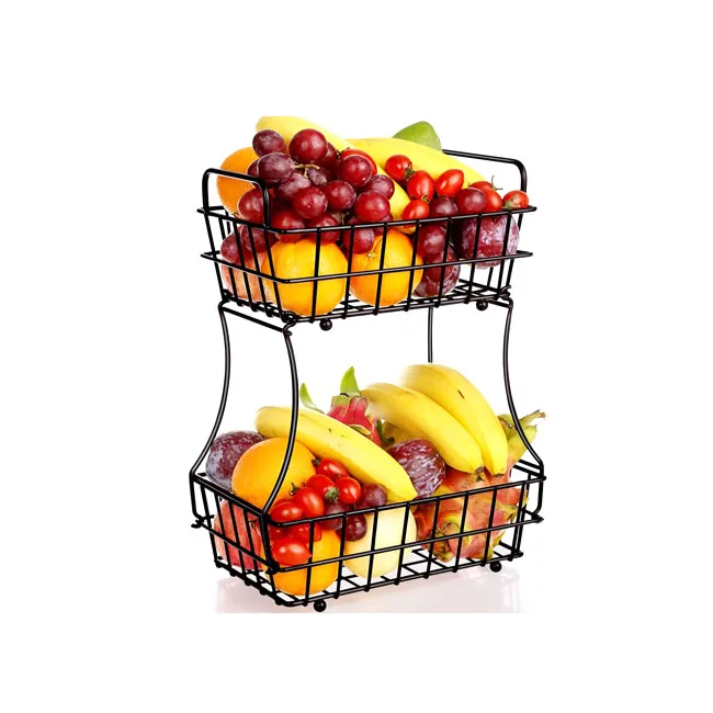 Detachable Height 15.35 inch Black Fruit Bread Vegetable Snack Holder 2 Tier Metal Fruit Basket
Detachable Height 15.35 inch Black Fruit Bread Vegetable Snack Holder 2 Tier Metal Fruit Basket