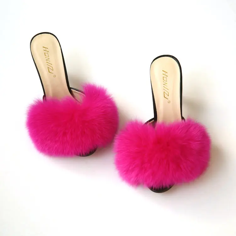Wholesale women black fluffy big real fox fur heels for women, Red green purple pink blue black brown
Wholesale women black fluffy big real fox fur heels for women, Red green purple pink blue black brown