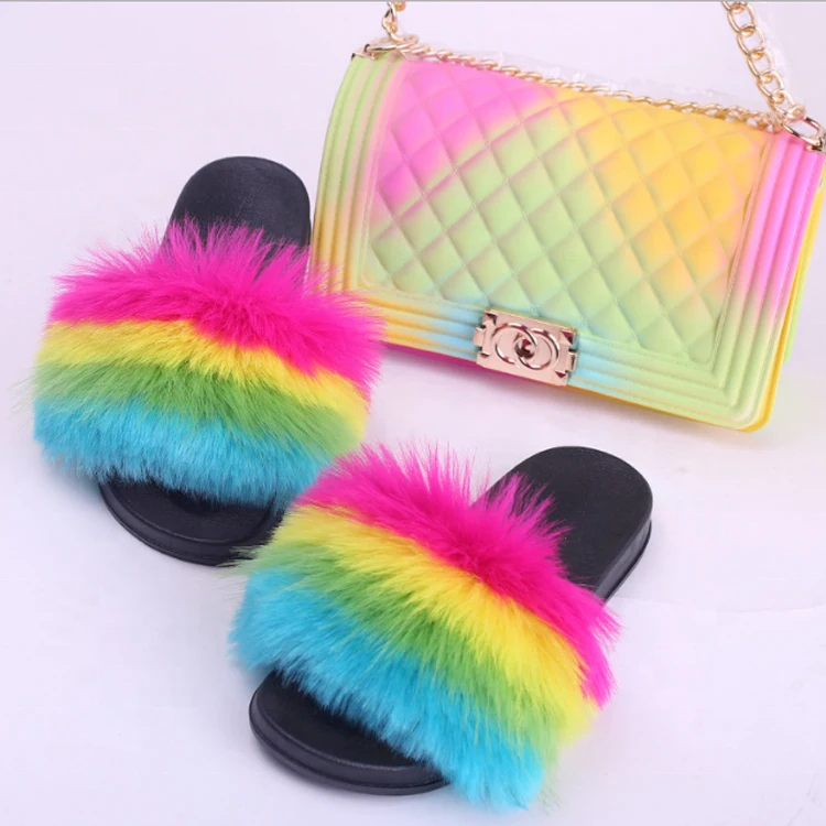 Latest Design rainbow colorful jelly purse and fur slides sets purses and bags handbags for women jelly, Customized colors
Latest Design rainbow colorful jelly purse and fur slides sets purses and bags handbags for women jelly, Customized colors