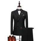 RTS 2019 Fashion High Quality Double Breasted Business Formal Men 3 Piece Evening Suits