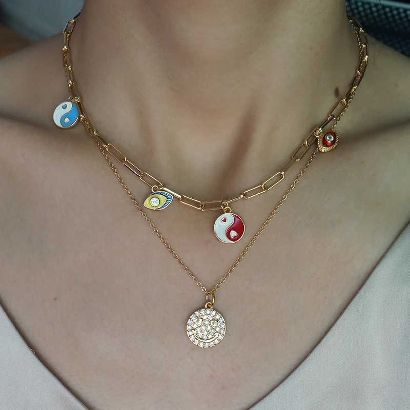2021 Fashion wholesale women jewelry 18K gold plated stainless steel chain brass enamel pendant necklaces
2021 Fashion wholesale women jewelry 18K gold plated stainless steel chain brass enamel pendant necklaces