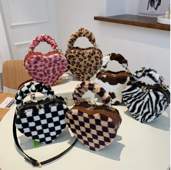 Winter Love Plaid Shoulder Bags Women Handbags Ladies Faux Fur Heart Purse, 6 colors
Winter Love Plaid Shoulder Bags Women Handbags Ladies Faux Fur Heart Purse, 6 colors