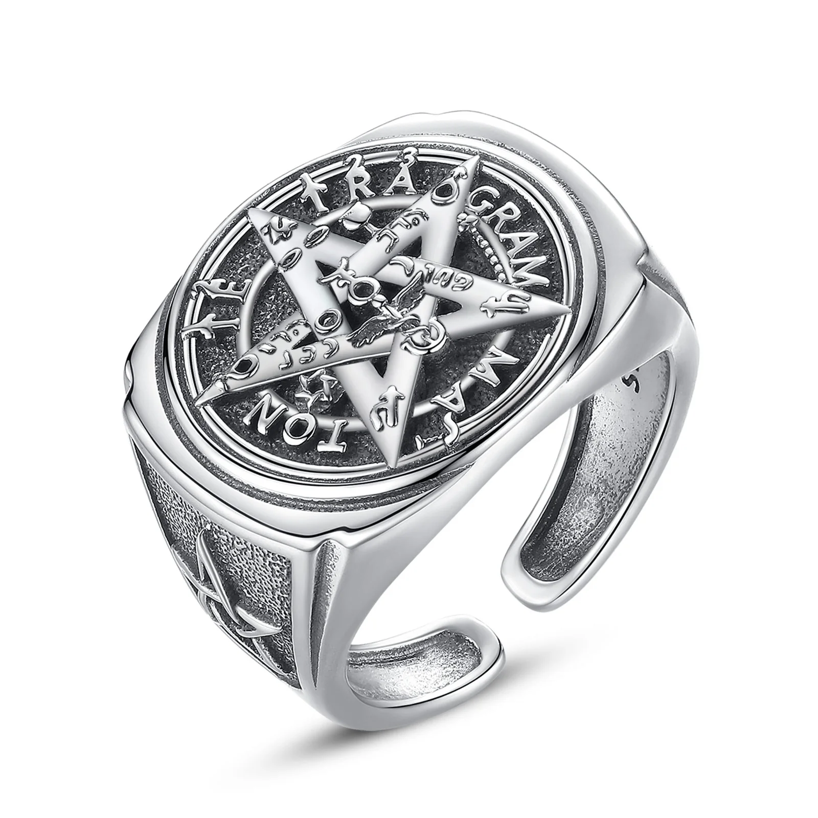 Fine Jewelry 925 Sterling Silver Vintage Viking Tetragramaton Pentagram Open Rings for Men
Fine Jewelry 925 Sterling Silver Vintage Viking Tetragramaton Pentagram Open Rings for Men