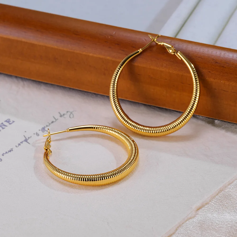 Hypoallergenic fashion spring shape hoop earrings stainless steel women's gold plated chunky hoop earrings
Hypoallergenic fashion spring shape hoop earrings stainless steel women's gold plated chunky hoop earrings