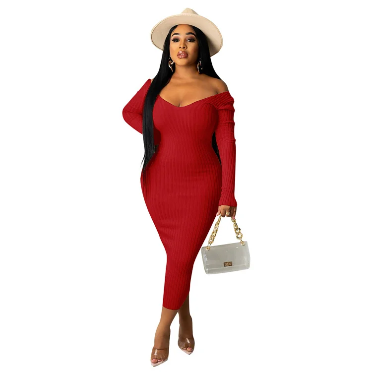 LvCong wholesale winter long sleeve deep v neck solid color dress women fall off shoulder slim sexy dresses new arrivals 2022
LvCong wholesale winter long sleeve deep v neck solid color dress women fall off shoulder slim sexy dresses new arrivals 2022