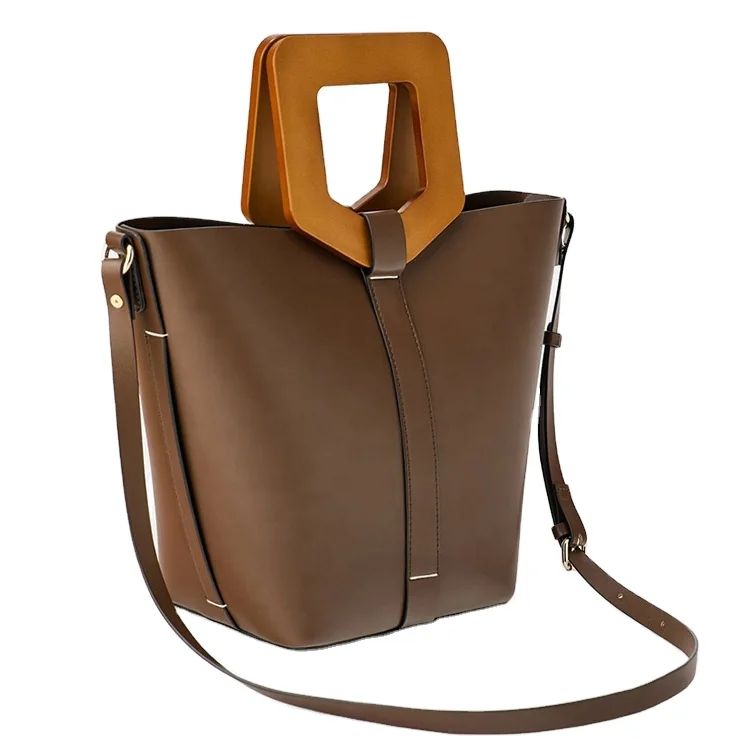 Women Bucket Handbag Custom Smooth Leather Wooden Handle Ladies Hand Bag Leather Brown Yellow Office Lady
Women Bucket Handbag Custom Smooth Leather Wooden Handle Ladies Hand Bag Leather Brown Yellow Office Lady
