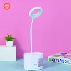 Multifunction pen holder stationery collection USB rechargeable cordless modern office LED desk light table lamp fabric