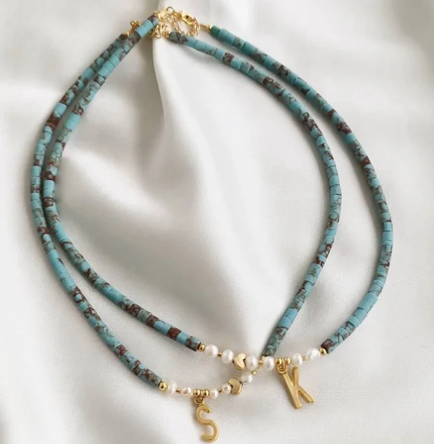 Wholesale Natural fresh water pearl stone necklace Letter Pendant Choker Necklace for women
Wholesale Natural fresh water pearl stone necklace Letter Pendant Choker Necklace for women