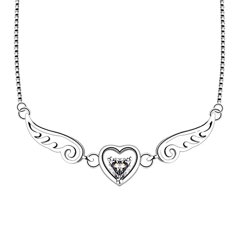 JUHU Korean Version Of Simple Sterling Silver Necklace Dream Angel Love Wings Love Heart Item Elegant Female Student Accessories 
JUHU Korean Version Of Simple Sterling Silver Necklace Dream Angel Love Wings Love Heart Item Elegant Female Student Accessories