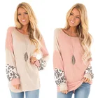 J7 colorblock leopard sleeve blouse women long sleeve blouse long sleeve leopard print top