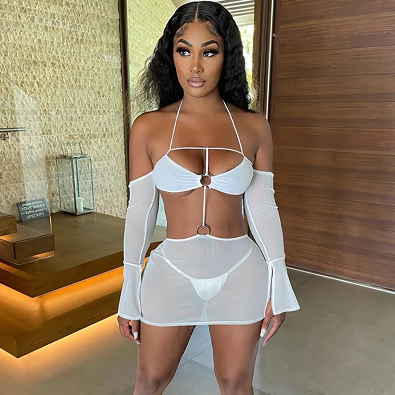 2021 Wholesale Solid Color Long Sleeve Summer Mesh See Through Off Shoulder Sexy Club Women Short Dress
2021 Wholesale Solid Color Long Sleeve Summer Mesh See Through Off Shoulder Sexy Club Women Short Dress