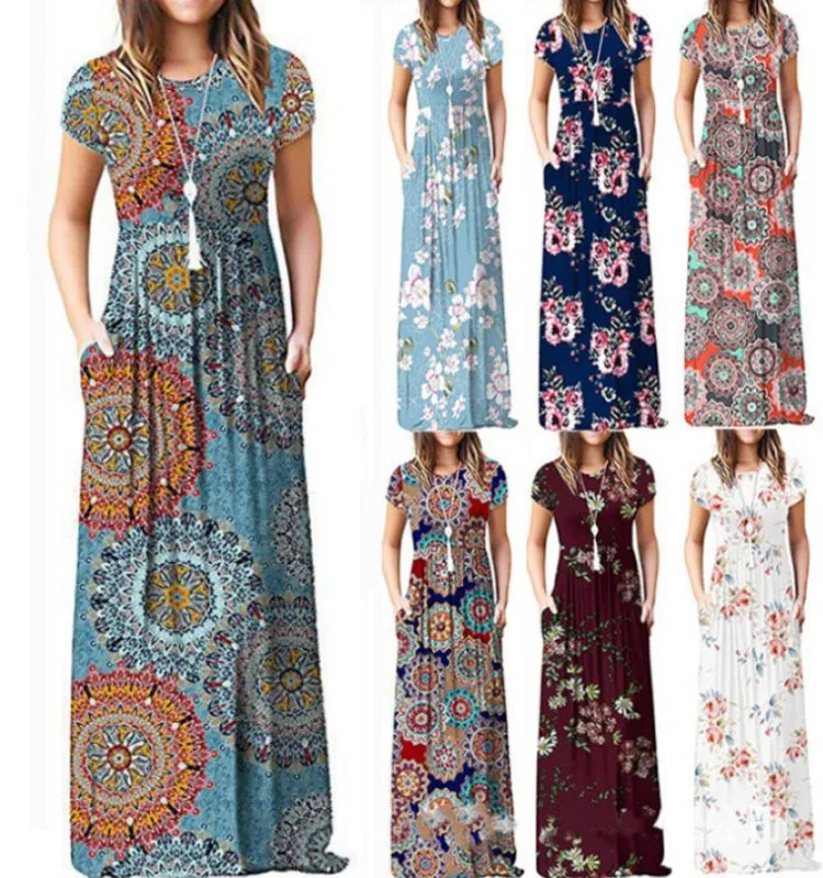 Women's Short Sleeve Loose Plain Maxi Dresses long dresses women maxi with pockets
Women's Short Sleeve Loose Plain Maxi Dresses long dresses women maxi with pockets