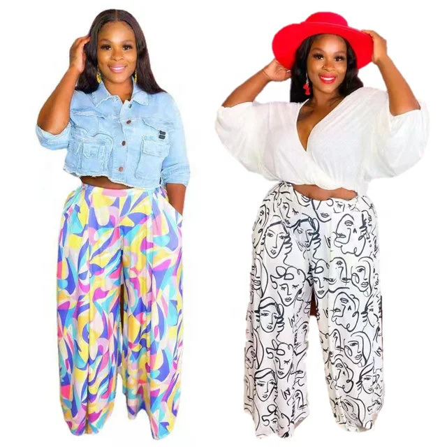 Four Seasons Plus Size Women Trousers Trendy All-match Pants High Waist Wide Tube Printed Wide Leg Culottes Fall new style, Picture
Four Seasons Plus Size Women Trousers Trendy All-match Pants High Waist Wide Tube Printed Wide Leg Culottes Fall new style, Picture