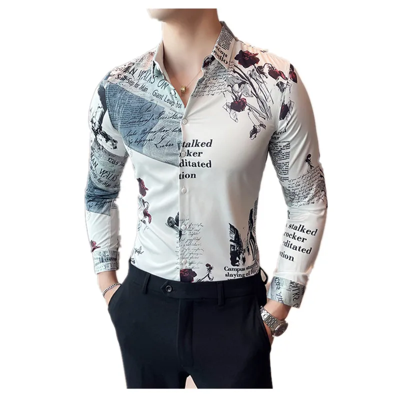 Men Print Vintage Dress Shirts High-end Casual Street wear Slim Long Sleeve Nightclub Party Blouse Shirt Men Clothing
Men Print Vintage Dress Shirts High-end Casual Street wear Slim Long Sleeve Nightclub Party Blouse Shirt Men Clothing