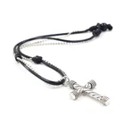 Jewelry Hand Made Mens Christian Jewelry Jesus Ancient Silver Alloy Cross Pendant Hand Made Necklaces