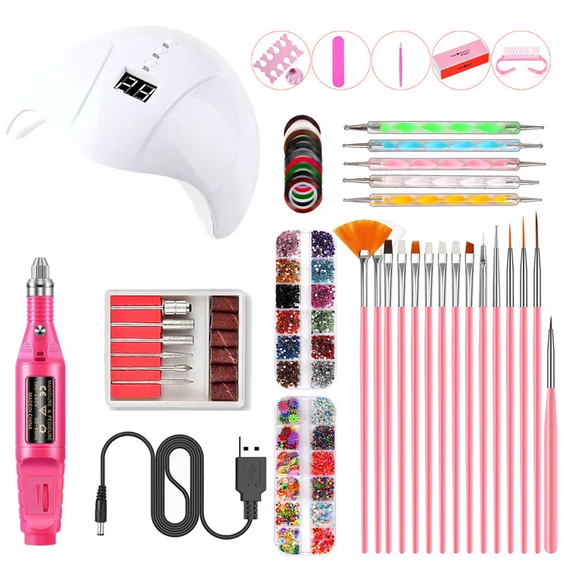 36W Hot Sale Professional USB Gel Nail Polish Beginner Kit Tool With Lamp Beauty Salon, White/pink
36W Hot Sale Professional USB Gel Nail Polish Beginner Kit Tool With Lamp Beauty Salon, White/pink