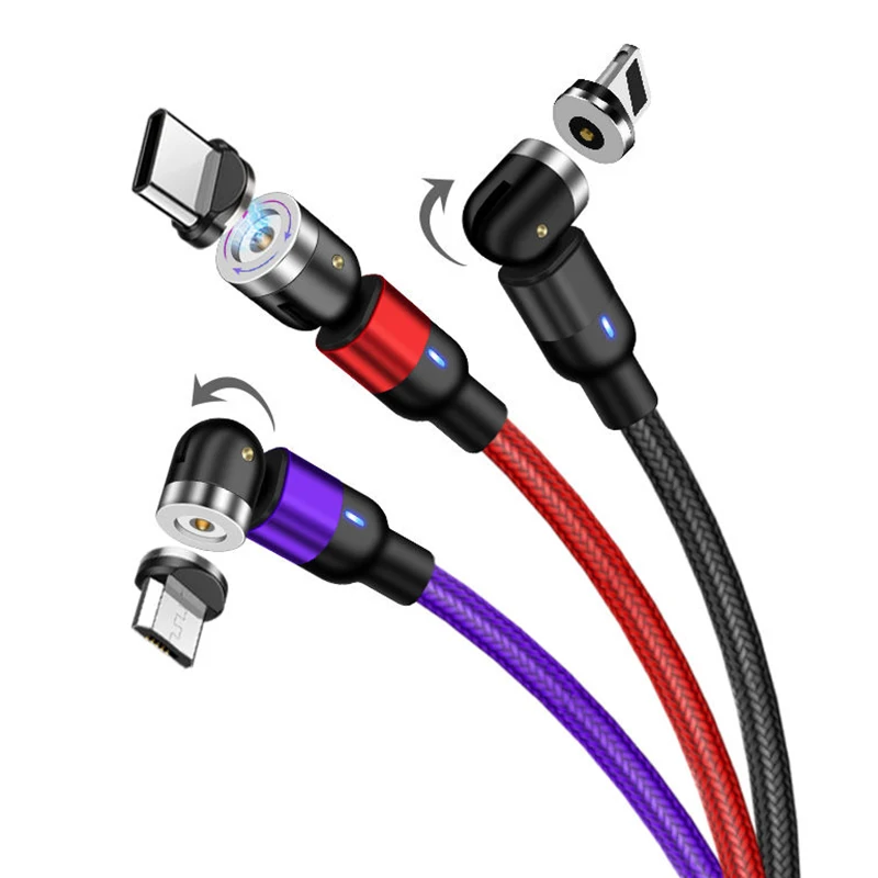 Latest Cool 540 Degree Rotate 3 in 1 Magnetic Charging Cable Micro USB Cable Nylon LED Light For iPhone 8/X For Samsung S10/S20
Latest Cool 540 Degree Rotate 3 in 1 Magnetic Charging Cable Micro USB Cable Nylon LED Light For iPhone 8/X For Samsung S10/S20