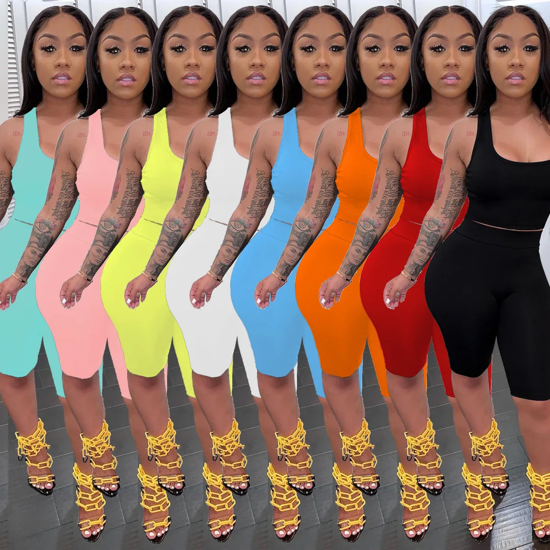 S-XXL New style summer solid color vest and biker shorts bodycon sexy women elastic 2 two piece set
S-XXL New style summer solid color vest and biker shorts bodycon sexy women elastic 2 two piece set