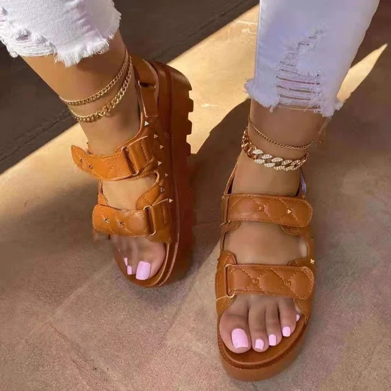 Rivet Thick Sole Anti-slip Women Casual Shoes Flat Sport Sandals Platform Hook and Loop Big Size 43, Black,white,brown,pink
Rivet Thick Sole Anti-slip Women Casual Shoes Flat Sport Sandals Platform Hook and Loop Big Size 43, Black,white,brown,pink