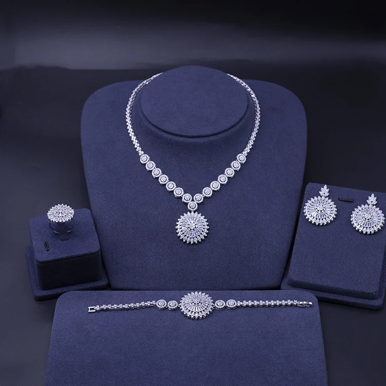 4 in 1 Necklace Earring Ring Bracelet Micro Pave CZ Zirconia Stone Evening Dress Wedding Accessories Bridal jewelry Set JSM-4007, White gold
4 in 1 Necklace Earring Ring Bracelet Micro Pave CZ Zirconia Stone Evening Dress Wedding Accessories Bridal jewelry Set JSM-4007, White gold