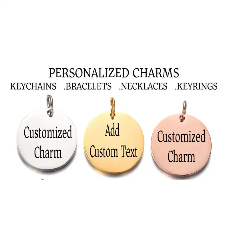 Laser Engraved Charm Stainless Steel Customized for Keychains- Bracelets- Gold Plated Pendant Necklaces Rose GOLD Color MEN'S
Laser Engraved Charm Stainless Steel Customized for Keychains- Bracelets- Gold Plated Pendant Necklaces Rose GOLD Color MEN'S