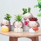 Cute Girl Flower Plant Pots Small Resin Garden Succulent Cactus Flower Pot for Home Decoration