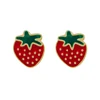 Asian style fashion creative women stud fruits enamel strawberry earrings for kids