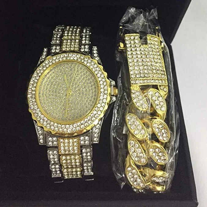 Fashion Rhinestone Diamond Crystal Bling Watch Bracelet Set Hip Hop Iced Out Men Watches For Men, 4colors
Fashion Rhinestone Diamond Crystal Bling Watch Bracelet Set Hip Hop Iced Out Men Watches For Men, 4colors
