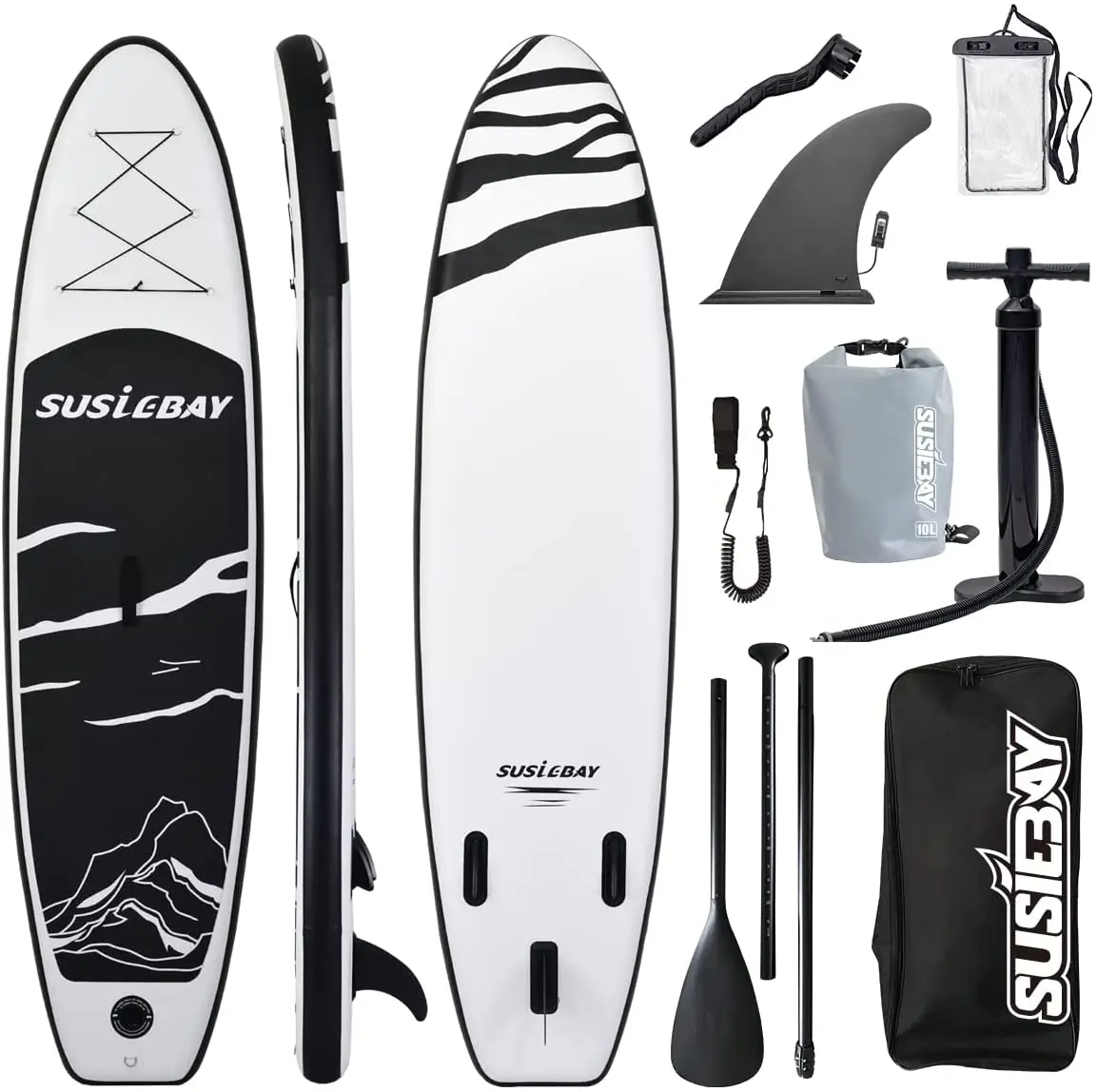 SUSIEBAY Inflatable Stand Up Paddle Boards ship form USA | Ready to Ship SUP in stock, Black and white
SUSIEBAY Inflatable Stand Up Paddle Boards ship form USA | Ready to Ship SUP in stock, Black and white