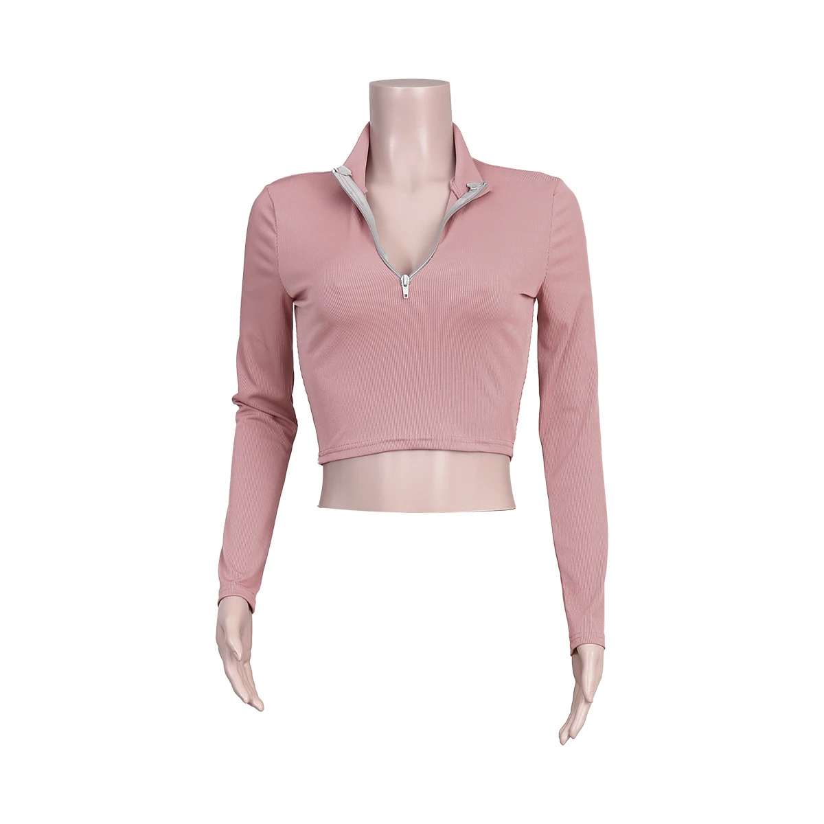 Women Slim Short Fashion Half Zipper Long Sleeve T-shirt Navel Slim Long Sleeved Tops Cotton Stand up Collar Woman Solid Color, Pink
Women Slim Short Fashion Half Zipper Long Sleeve T-shirt Navel Slim Long Sleeved Tops Cotton Stand up Collar Woman Solid Color, Pink