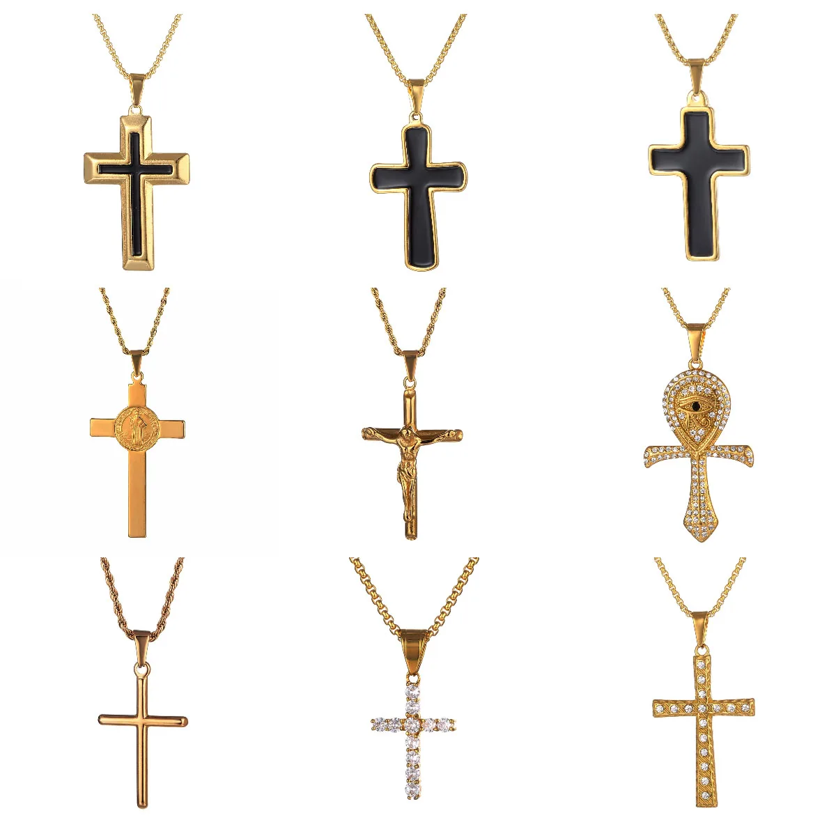 Custom Bling Diamond Zirconia Cross Pendant Necklace For Men 18k Gold Plated Stainless Steel Cz Crystal Crucifix Cross Necklace
Custom Bling Diamond Zirconia Cross Pendant Necklace For Men 18k Gold Plated Stainless Steel Cz Crystal Crucifix Cross Necklace
