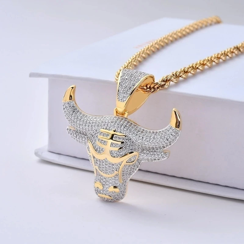 2021 Men's Hip Hop Fashion Full Rhinestone Bull Head Pendant Necklace Sparkling Ice Gold Stainless Steel Necklace, Colors
2021 Men's Hip Hop Fashion Full Rhinestone Bull Head Pendant Necklace Sparkling Ice Gold Stainless Steel Necklace, Colors