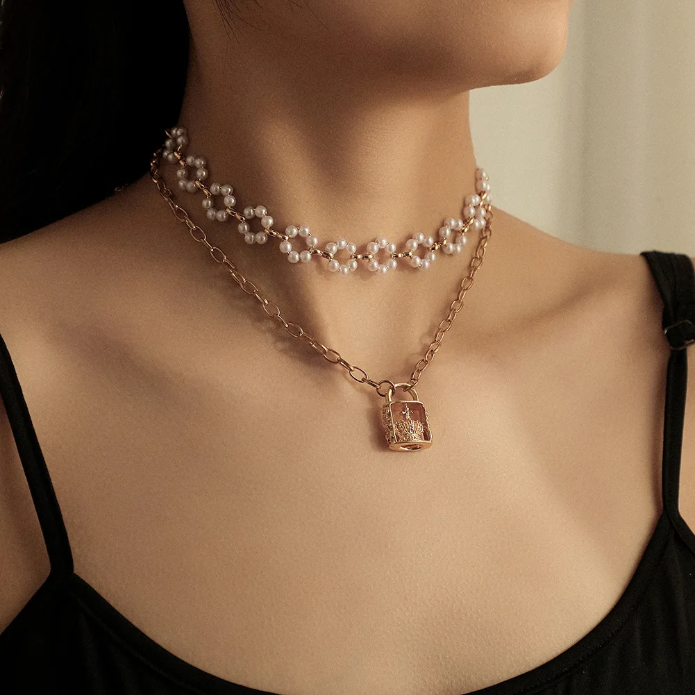 Fashion Double Layers Flower Shaped Freshwater Pearl Lack Pendant Necklace Vintage Gold Plated Pearl Necklace For Women
Fashion Double Layers Flower Shaped Freshwater Pearl Lack Pendant Necklace Vintage Gold Plated Pearl Necklace For Women