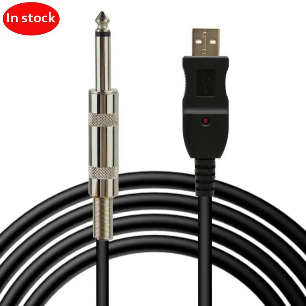 

Usb Guitar Cable 3M,Recording Stereo Audio Cable Connector Link Computer Instrument Usb To XLR 6.3Mm Jack Bass Guitar, Black