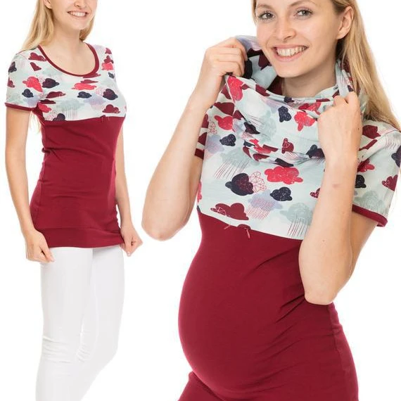 Elegant Women Short Sleeve Breastfeeding Clothing Floral Nursing Blouse T-shirt With Scarf, Customized color
Elegant Women Short Sleeve Breastfeeding Clothing Floral Nursing Blouse T-shirt With Scarf, Customized color