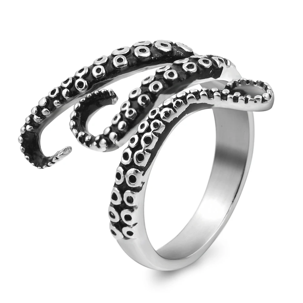 Ruigang Jewelry New Stainless Steel Pirate Octopus Tentacles Black S Shape Opening Ring Punk Vintage Style
Ruigang Jewelry New Stainless Steel Pirate Octopus Tentacles Black S Shape Opening Ring Punk Vintage Style