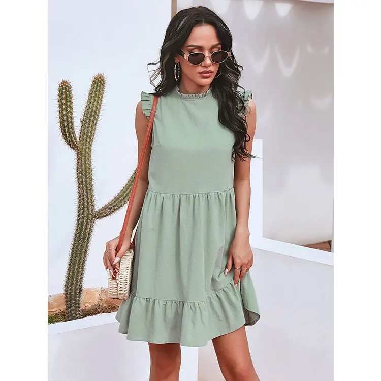 2021 Amazon Hot Sale Summer Casual Ladies Short Dress Ruffle Sleeveless Elegant Cotton Dresses For women, Customized color
2021 Amazon Hot Sale Summer Casual Ladies Short Dress Ruffle Sleeveless Elegant Cotton Dresses For women, Customized color